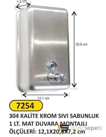 Arı Metal Sıvı Sabun Dispenseri Aparatı 1 Lt 304 Paslanmaz