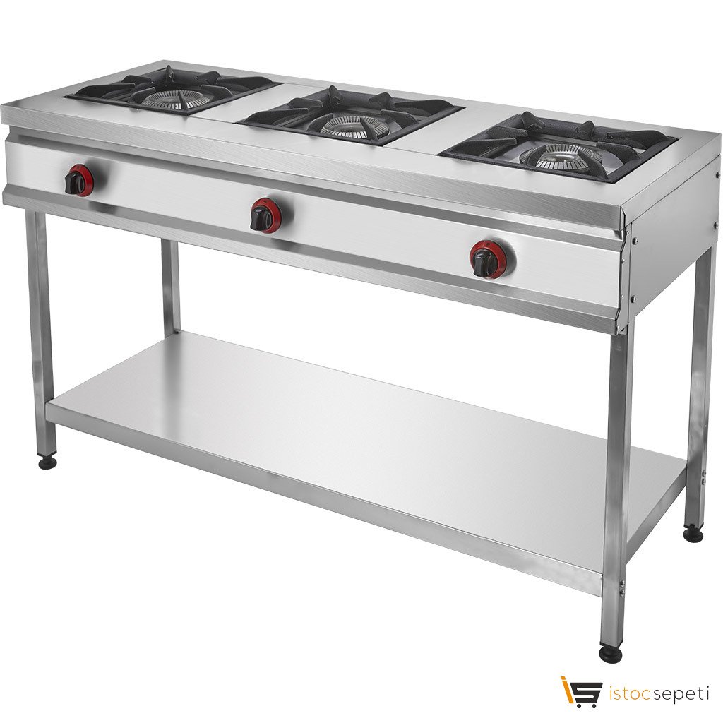 Remta 3'lü Ayaklı Taban Raflı Gazlı Lokanta Ocağı