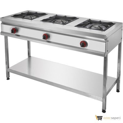 Remta 3'lü Ayaklı Taban Raflı Gazlı Lokanta Ocağı