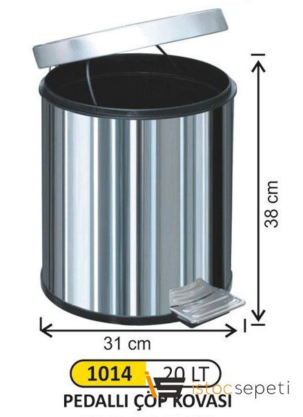 Arı Metal 1014 Pedallı Çöp Kovası 20 Litre