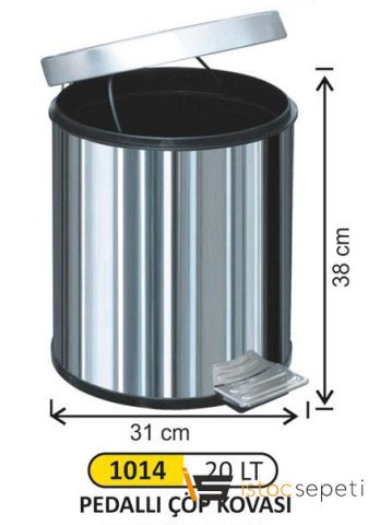 Arı Metal 1014 Pedallı Çöp Kovası 20 Litre