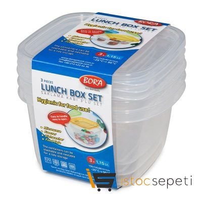 Kare Saklama Kabı 3'lü  1150 ml