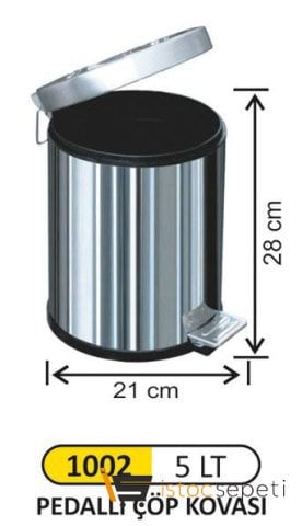 Arı Metal 1002 Pedallı Çöp Kovası 5 Litre