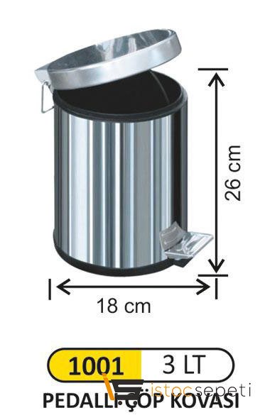 Arı Metal 1001 Pedallı Çöp Kovası 3 Litre