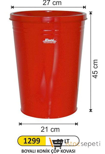 Arı Metal 1299 Konik Çöp Kovası Boyalı 20 Litre