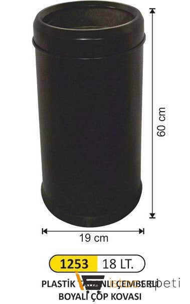 Arı Metal 1253 18 Lt Plastik Tabanlı Çemberli Boyalı Çöp Kovası
