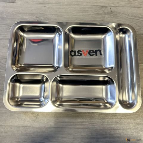 Toptan Tabldot Tabak Çelik 100 Adet Yemek Dağıtımı İçin 5 Gözlü