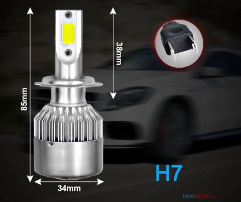 Xenon Far Ampülü Beyaz H7 Led Far 7600 Lümen Beyaz Işık