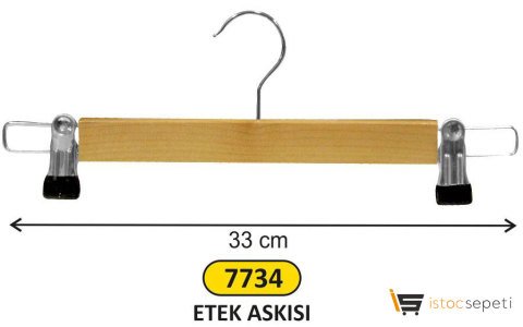 Arı Metal 7734 Ahşap Kancalı Etek Askısı Klipsli 12 Li (12 Adet)