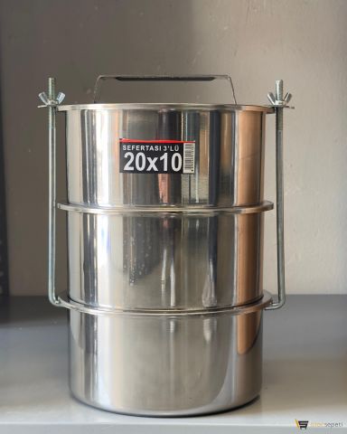 10 Kişilik Sefer Tası 3 Katlı Yemek Taşıma 20x10