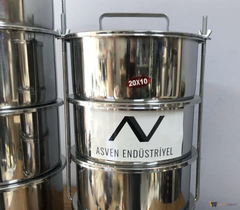 10 Kişilik Sefer Tası 3 Katlı Yemek Taşıma 20x10