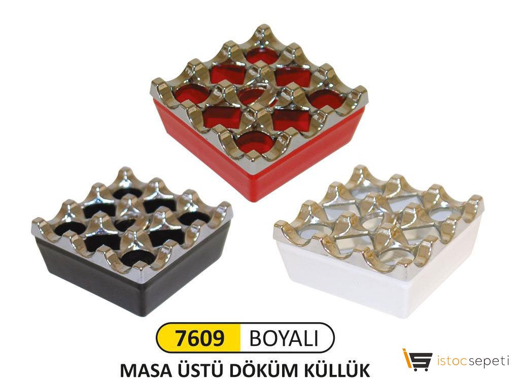 Arı Metal 7609 Masa Üstü Küllük Döküm Boyalı Krom Renk (Kül Tablası)