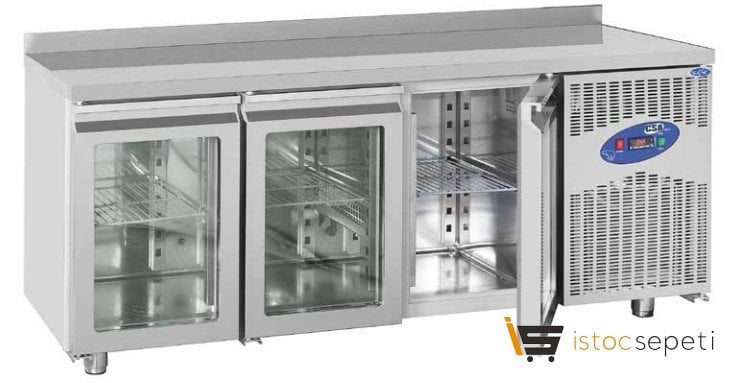 CSA İnox Tezgah Tipi Camlı Kapılı Soğutma Dolabı CS-TEZ 3-700-C
