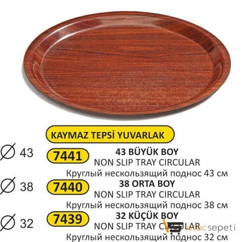Arı Metal 7440 Kaymaz Tepsi Yuvarlak 38 Cm