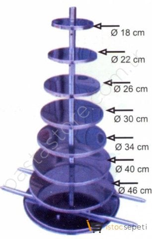 7 Katlı Turta Mankeni Paslanmaz Yuvarlak
