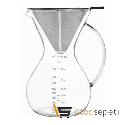 Epinox Chemex Doğal Kahve Demleyicisi Çelik Filtreli 8 Cup 1000 ml