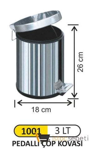 Arı Metal Metal Pedallı Çöp Kovası 3 Lt-1001