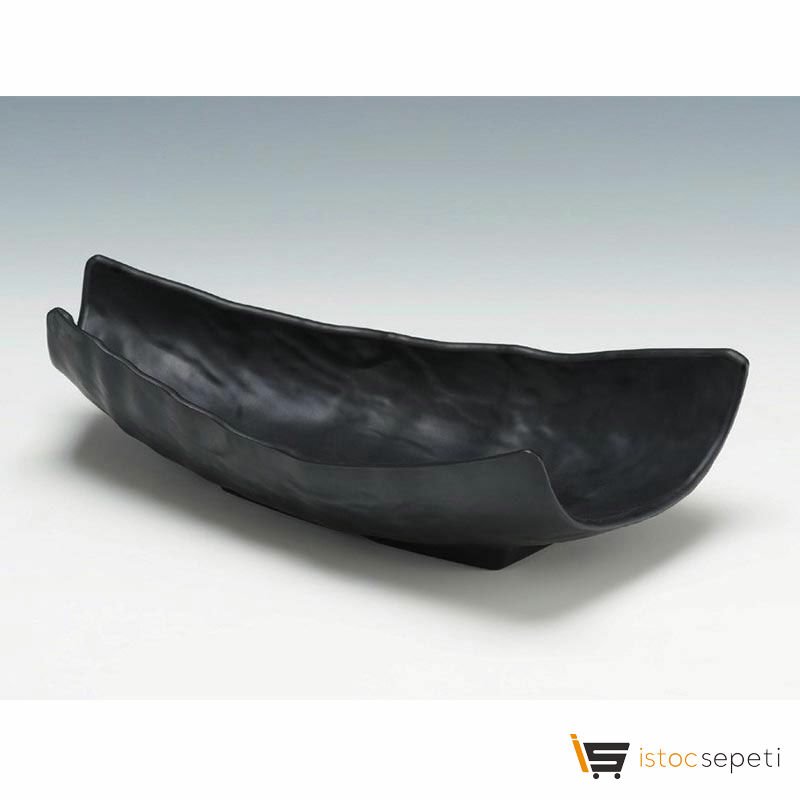 Taş Model Melamin Teşhir Tabağı, 13x26 cm, Siyah