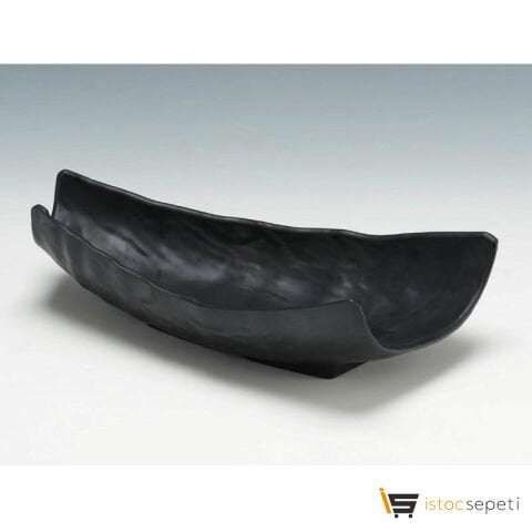 Taş Model Melamin Teşhir Tabağı, 13x26 cm, Siyah