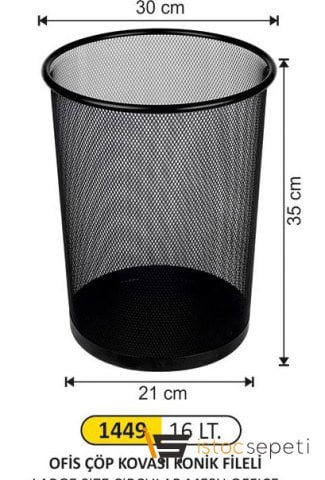 Arı Metal 1449 16 Lt Ofis Çöp Kovası Konik Fileli