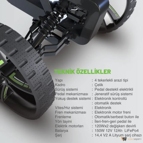 Genoride Elekrtrikli Pedal Go-Kart (Akülü Abara Alternatifi)
