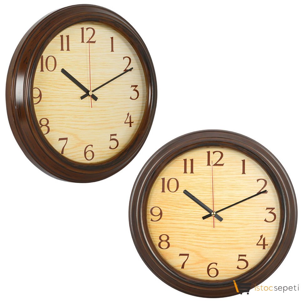 Ahşap Desenli Plastik Duvar Saati Promosyon