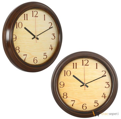 Ahşap Desenli Plastik Duvar Saati Promosyon