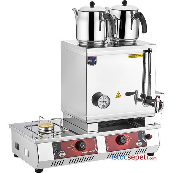 Doğalgazlı ve Elektrikli Çay Kazanı 2 Demlikli 28 Litre 300 Bardaklık Çay Ocağı