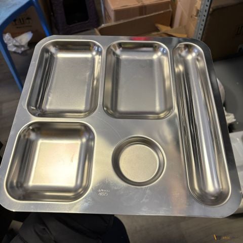 Kare Model Kreş Tipi Tabldot Tabak Çelik Servis Tabağı 5 Gözlü