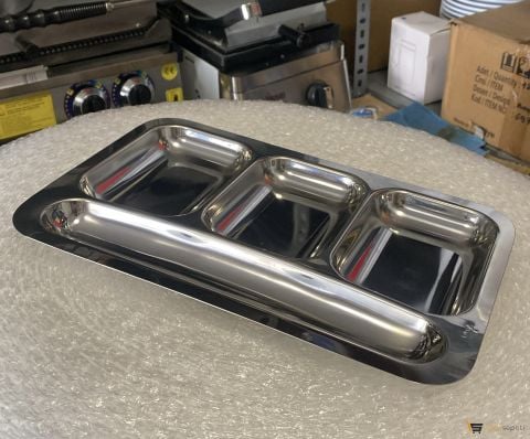 Kreş Tipi Çelik Tabldot Tabaklar 4 Gözlü Self Servis Tabağı