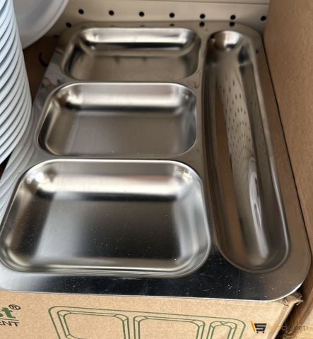 Kreş Tipi Çelik Tabldot Tabaklar 4 Gözlü Self Servis Tabağı