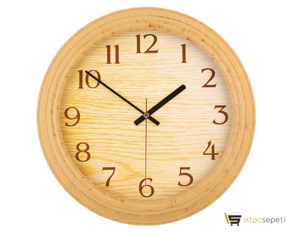 Ahşap Desen Plastik Duvar Saati Promosyon