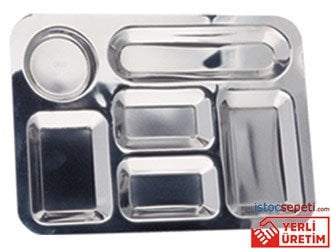Kahvaltılık Çelik Tabldot 6 Gözlü Self Servis Tabldot Tabağı