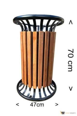 Ahşap Kaplamalı Çemberli Dış Mekan Çöp Kovası