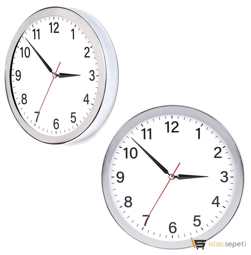 Krom Çerçeveli Duvar Saati Promosyon