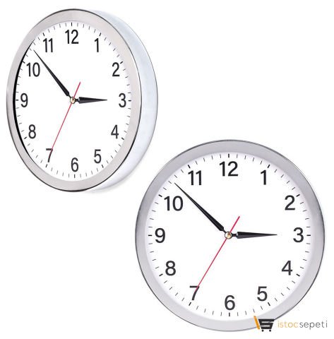 Krom Çerçeveli Duvar Saati Promosyon