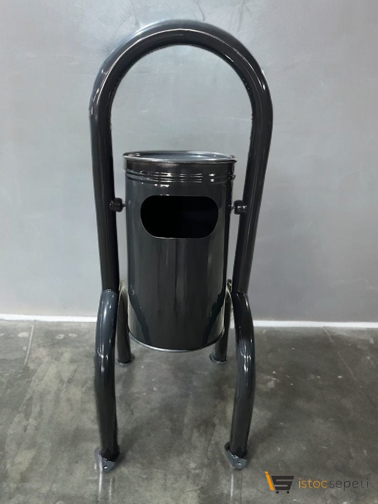 Dört Ayaklı Kapaklı Metal Çöp Kovası