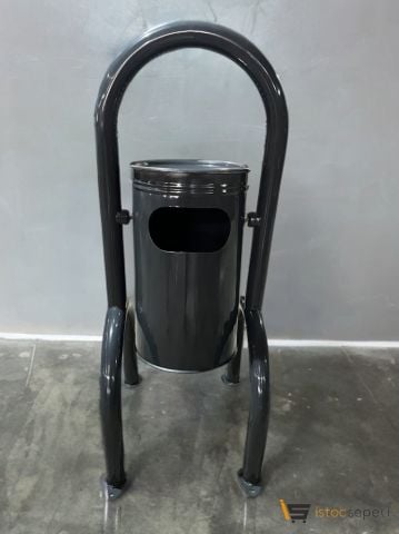 Dört Ayaklı Kapaklı Metal Çöp Kovası