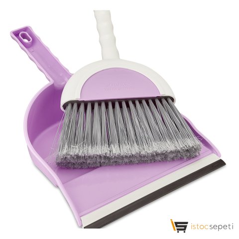 F033  Flora Süpürgeli Faraş Takımı Lastik Uçlu Lila