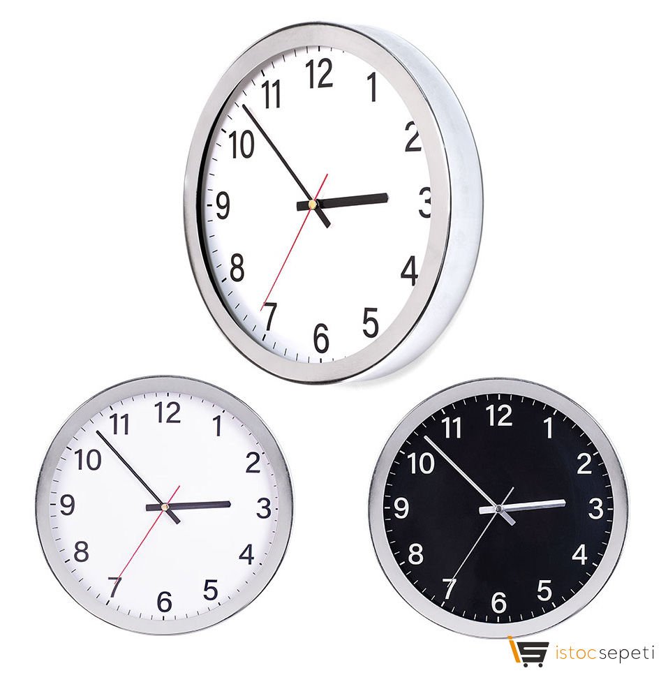 Krom Çerçeveli Duvar Saati Promosyon