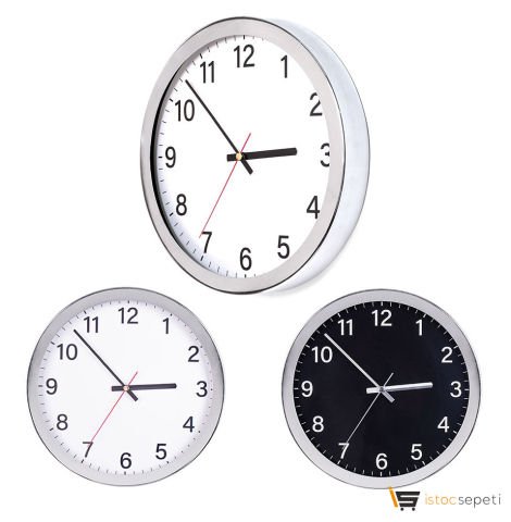 Krom Çerçeveli Duvar Saati Promosyon