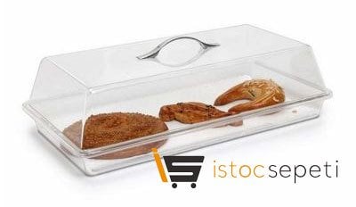 Polikarbon Kapaklı Pasta ve Kek Kutusu Metal Kulplıu 24.8x45.6 cm