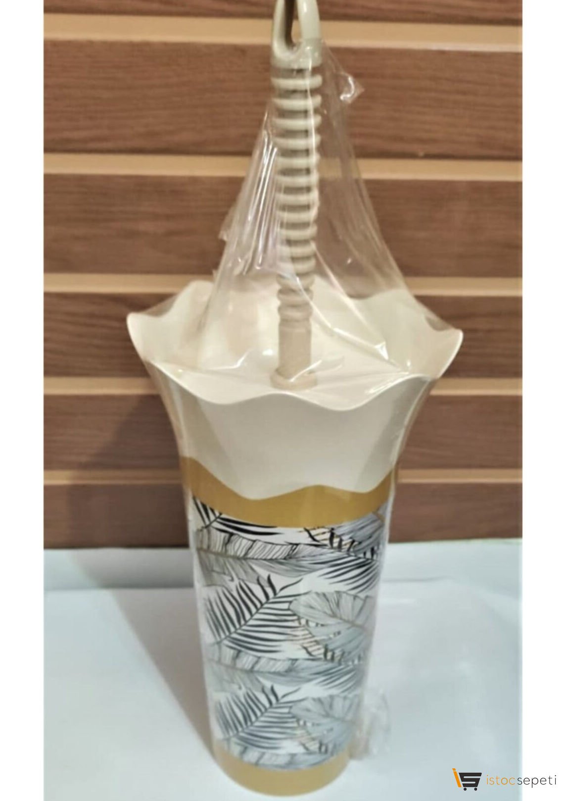 Home Desıgn Wc Fırça Set Krem Yaprak Desenli