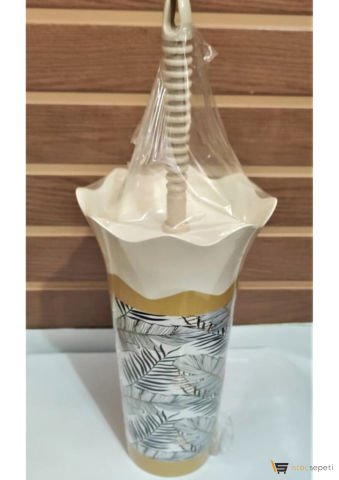 Home Desıgn Wc Fırça Set Krem Yaprak Desenli