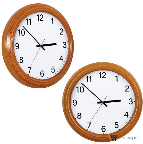 Ahşap Desenli Plastik Duvar Saati Promosyon