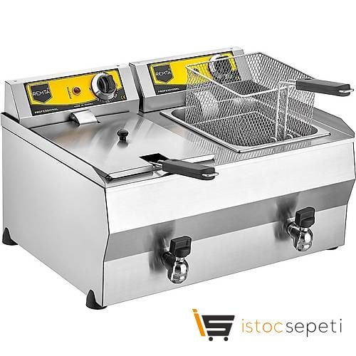 Remta Yağ Tahliye Musluklu Fritöz 8+8 Lt Çiftli R111