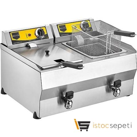 Remta Yağ Tahliye Musluklu Fritöz 8+8 Lt Çiftli R111