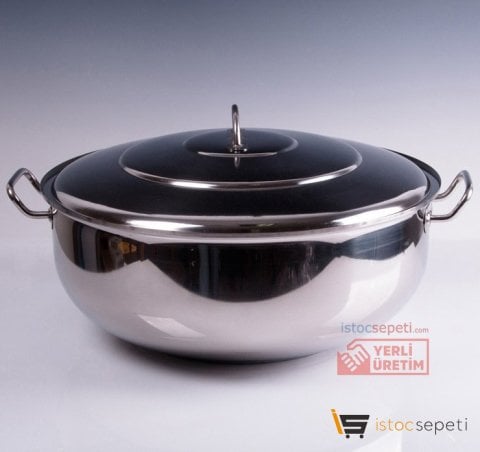 100 Kişilik Tencere 50x20 Cm Çelik Sığ Tencere 36 Lt