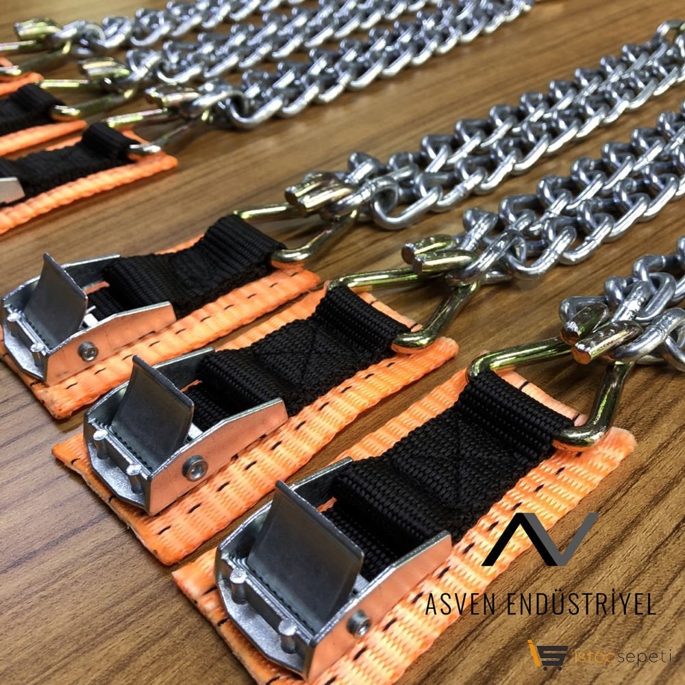 Kar Zinciri Pratik Çelik Tokalı Patinaj Zincirleri 6 Adet