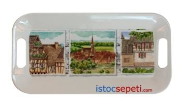 Dekoratif Melamin Çay Tepsisi